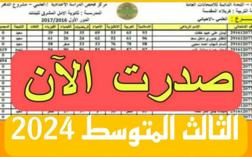 موقع نتائجنا الإلكتروني .. نتائج الثالث المتوسط 2024 الدور الأول في العراق Pdf