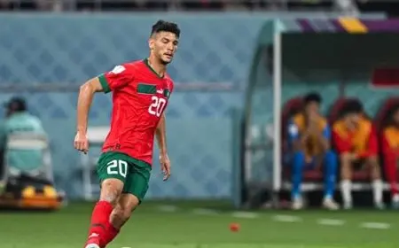 أشرف داري في التشكيل الأساسي لمنتخب المغرب أمام ليسوتو بتصفيات كأس أمم أفريقيا