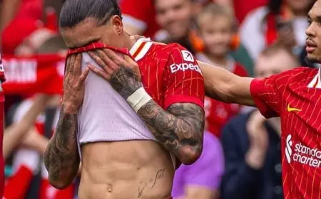 بكاء داروين نونيز بعد تسجيل أول هدف مع ليفربول منذ 14 مباراة