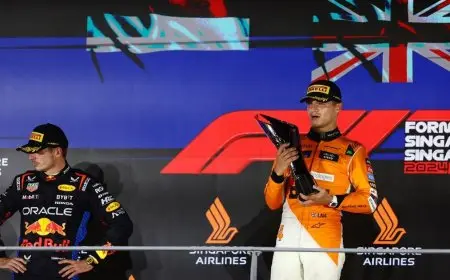 نوريس سائق مكلارين يُتوج بجائزة سنغافورة الكبرى للفورمولا 1