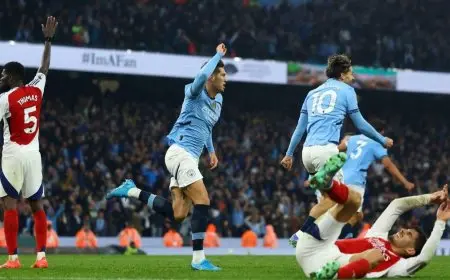 مانشستر سيتي يتعادل بأعجوبة مع أرسنال “المنقوص”