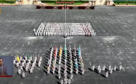 طلاب أكاديمية الشرطة يجرون مراسم تسليم وتسلم القيادة أمام الرئيس السيسي