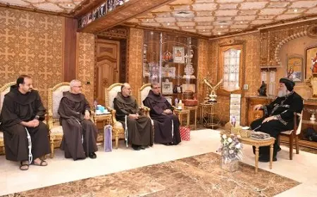 البابا تواضروس ووفد رهبان الفرنسيسكان يناقشان دور مدارس الفرنسيسكان في المجتمع المصري