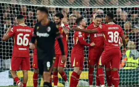 ليفربول ضد بولونيا.. الريدز يتقدم بهدف من صناعة صلاح في الشوط الأول