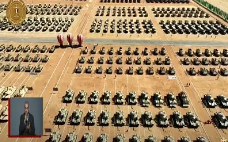 تلاوة قرآنية تستهل اصطفاف تفتيش حرب الفرقة السادسة المدرعة بحضور الرئيس السيسي