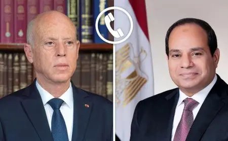 خلال اتصال هاتفي.. الرئيس السيسي يهنئ قيس سعيد على إعادة انتخابه رئيسًا لتونس