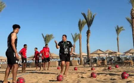 أجواء حماسية في تدريبات منتخب الشاطئية بالغردقة استعداداً لبطولة كأس الأمم الأفريقية