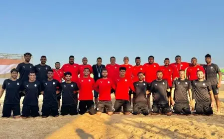 منتخب الشاطئية يخوض مرانه الرئيسى استعدادا لمواجهة غانا في كأس الأمم الأفريقية