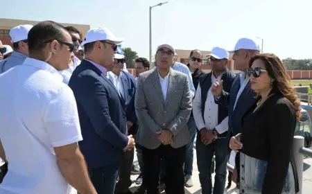 رئيس الوزراء يتفقد التشغيل التجريبي لمحطة معالجة الصرف الصحي بقرية بمغاغة