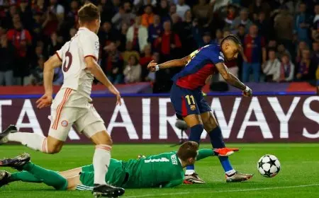 بمباراته الـ100.. رافينيا يسجل ثاني أسرع هدف لبرشلونة في دوري الأبطال