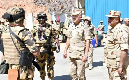 رئيس أركان القوات المسلحة يتفقد إجراءات التأمين على الاتجاه الاستراتيجى الجنوبى