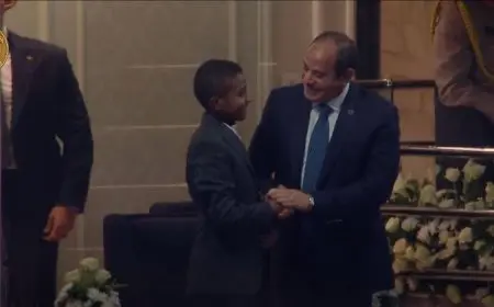 الطفل أنس حسين عن مصافحته الرئيس السيسي: كان نفسي أشوفه وفرحان إني حققت حلمي