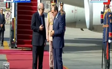 مراسم استقبال رسمية للرئيس الجزائري بمطار القاهرة