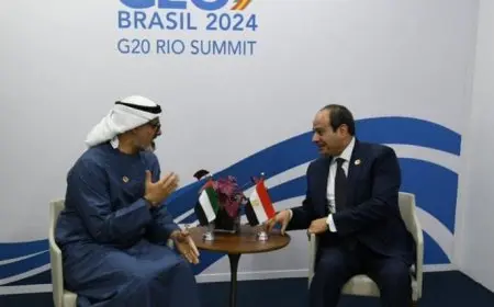 الرئيس السيسي يلتقي ولي عهد أبوظبي على هامش قمة العشرين في البرازيل