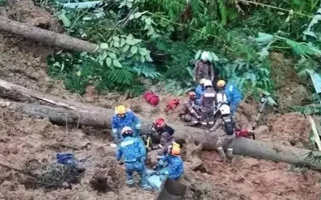 انهيار أرضي بجزيرة سومطرة الإندونيسية يودي بحياة 9 أشخاص في حافلة سياحية