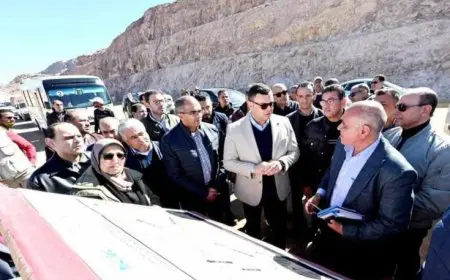 وزير الإسكان يتفقد مشروع ازدواج ورفع كفاءة طريق مطار سانت كاترين ومحطة محولات الكهرباء