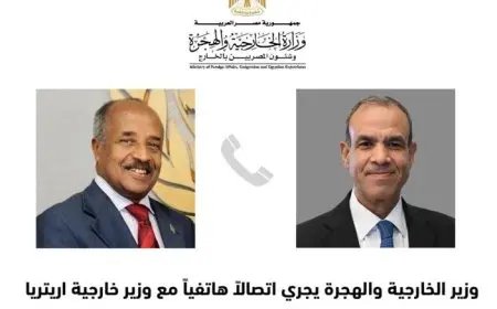 وزيرا خارجية مصر وإريتريا يناقشان ملف الأمن والاستقرار بمنطقة القرن الأفريقي