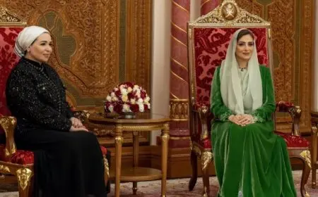 حرم سلطان عمان تقيم مأدبة غداء خاصة تكريما للسيدة انتصار السيسي