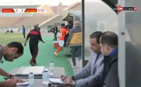لاعب المنصورة يعتدي على مدربه بعد استبداله في مباراة المقاولون