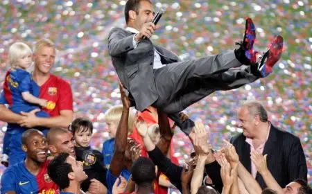 برشلونة يحتفل بالذكرى 15 للسداسية التاريخية