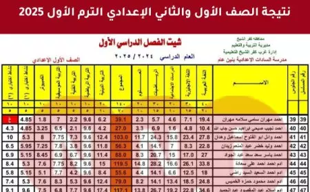 نتيجة الصف الأول والثاني الإعدادي 2025 الترم الأول بالاسم ورقم الجلوس عبر موقع وزارة التربية والتعليم
