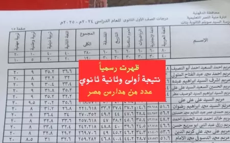 موقع وزارة التربية والتعليم بالجيزة رابط نتيجة الصف الثاني الثانوي 2025 الترم الأول محافظة الجيزة والقاهرة