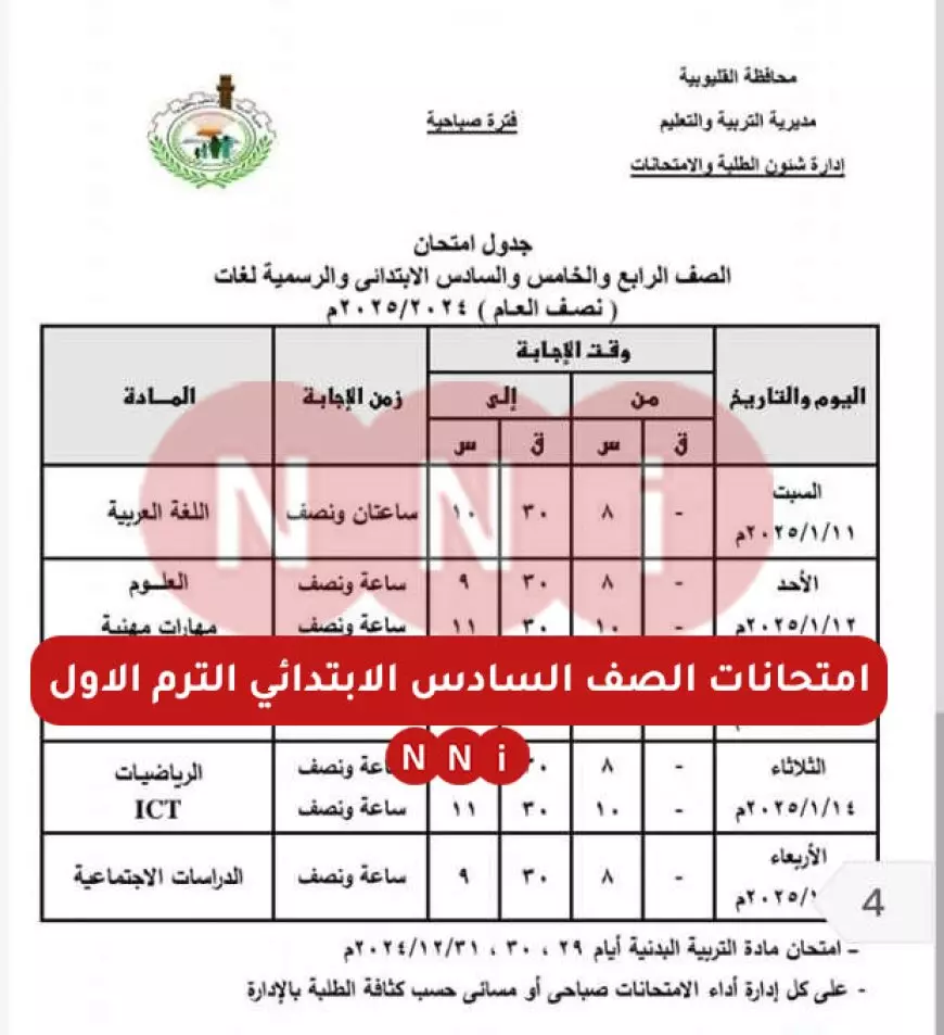 نتيجة الصف السادس الابتدائي 2025 الترم الاول بالرقم القومي عبر بوابة التعليم الأساسي