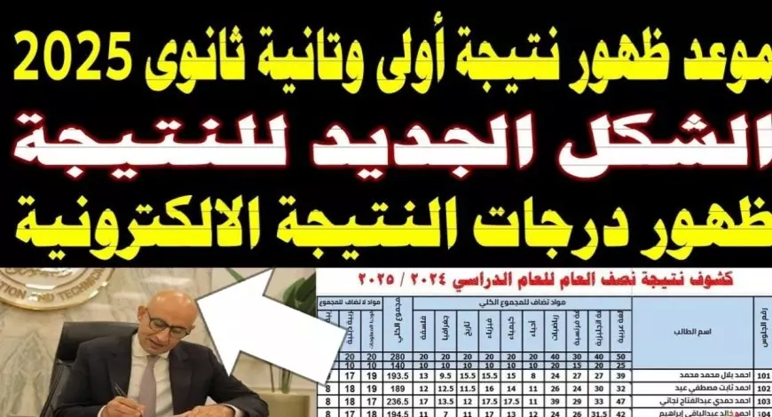 رابط شغال 100% .. خطوات الاستعلام عن نتيجة الصف الأول والثاني الثانوي 2025 عبر موقع وزارة التربية والتعليم eduserv.cairo.gov.eg