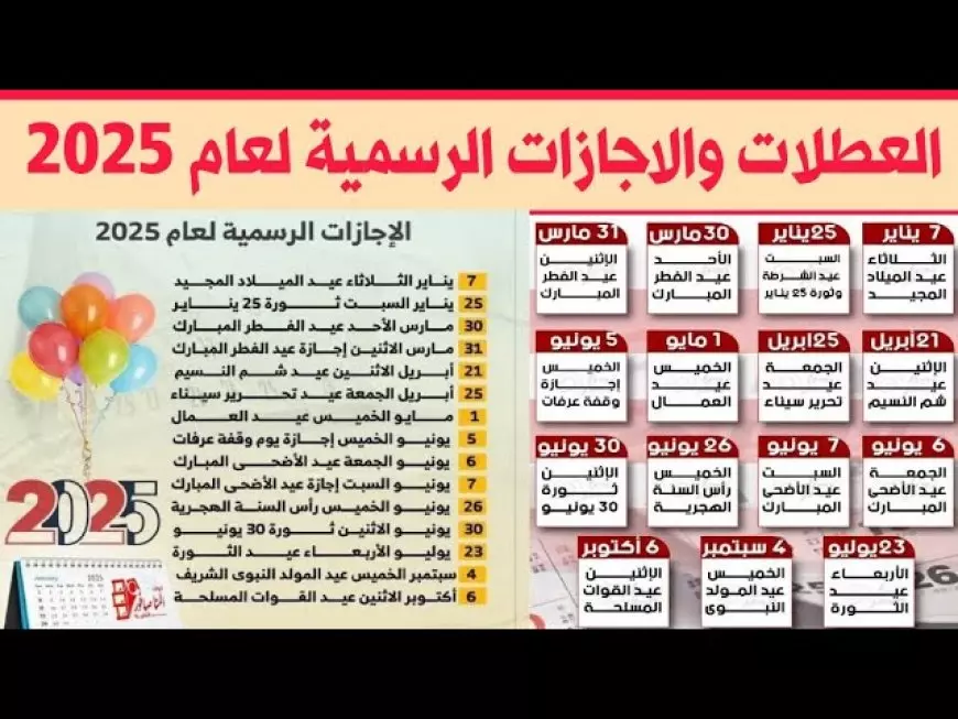 متي إجازة 25 يناير؟.. وجدول الاجازات الرسمية لهذا الشهر