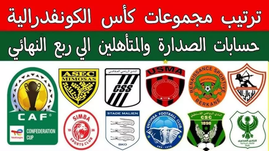 ترتيب مجموعات الكونفدرالية الإفريقية 2024-2025 الزمالك والمصري الي ربع النهائي