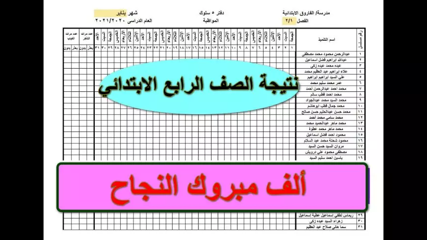 استعلم الأن بالرقم القومي.. نتيجة الصف الرابع الابتدائي 2025 الفصل الدراسي الأول eduserv.cairo.gov.eg بوابه التعليم