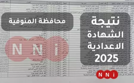 موعد ظهور نتيجة الشهادة الإعدادية بالمنوفية 2025 كل ما تريد معرفته قبل اعتماد محافظ المنوفية للنتيجه