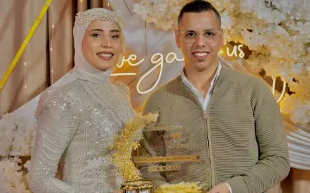 عبد الرحمن مصطفى يحتفل بخطوبته على نفين سيد