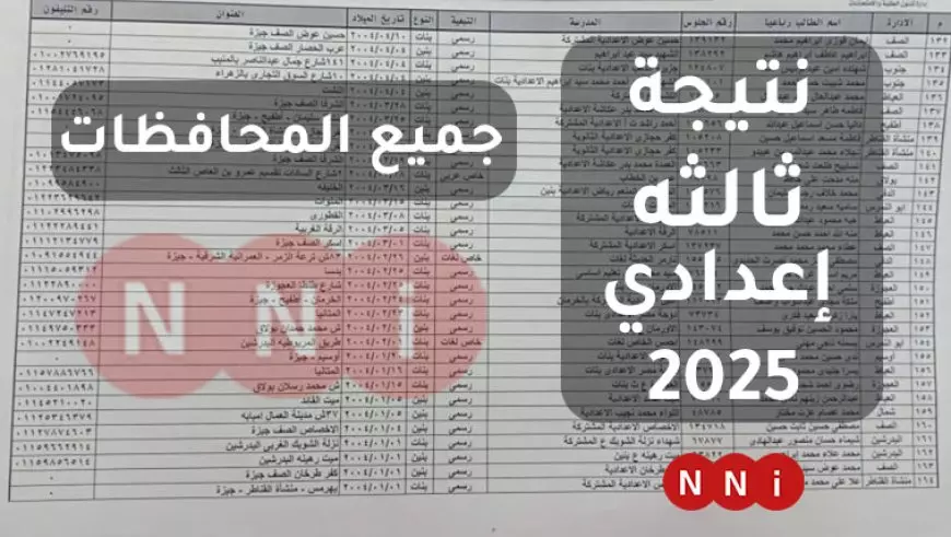 نتيجة ثالثة إعدادي برقم الجلوس والاسم 2025 في جميع المحافظات المصرية عبر الرابط الرسمي لموقع نتائج الامتحانات