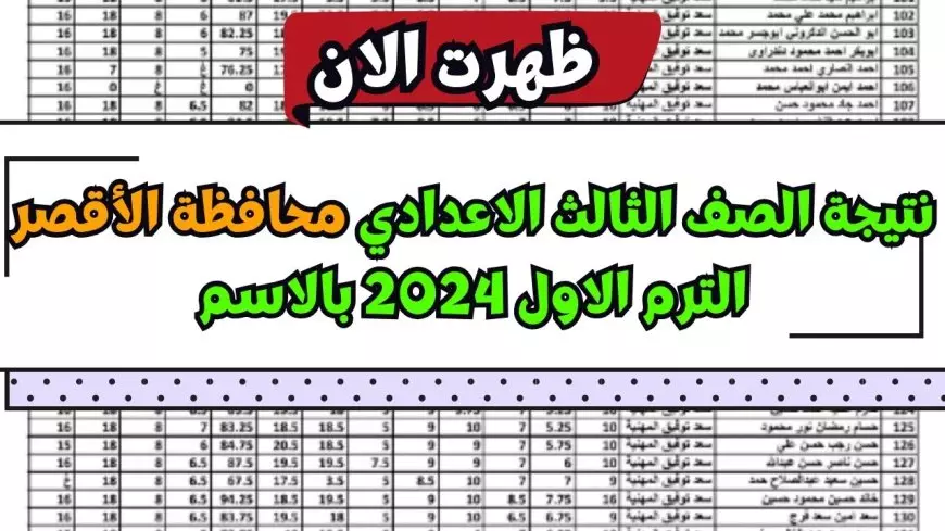 نتيجة الشهادة الإعدادية في محافظة الأقصر 2025 برقم الجلوس عبر  البوابة الإلكترونية لمحافظة الأقصر