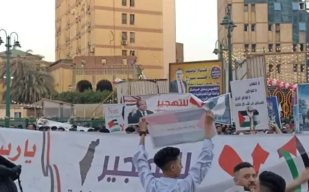 الآلاف يحتشدون عقب صلاة العيد لدعم القضية الفلسطينية ورفض مخطط التهجير