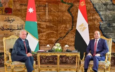 الرئيس السيسي والعاهل الأردني يشددان على أهمية التنسيق بشأن المستجدات في غزة