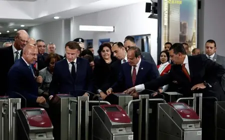 ماكرون يعرب عن إعجابه بالمستوى المتقدم لقطاع النقل في مصر