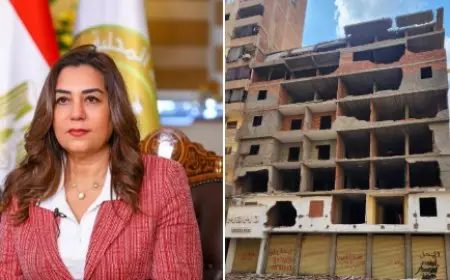 إزالة مبنى مخالف مكون من 8 طوابق في منطقة عين شمس بالقاهرة