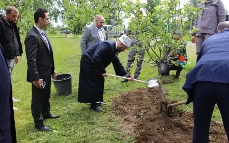 وزير الأوقاف يزرع شجرة مثمرة حول الجمعية الإسلامية والنصب التذكاري للشهداء في زغرب