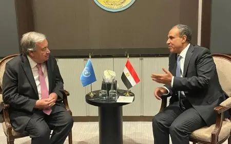 وزير الخارجية والمغتربين يلتقي بالسكرتير العام للأمم المتحدة