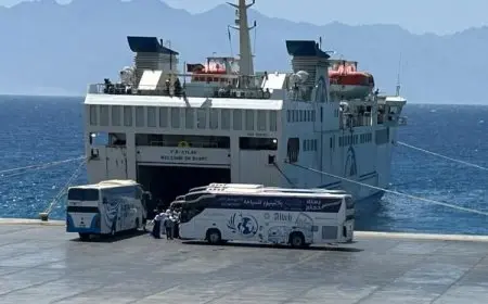 انطلاق 47 حاجًا من ميناء نويبع ضمن الفوج السادس إلى الأراضي المقدسة