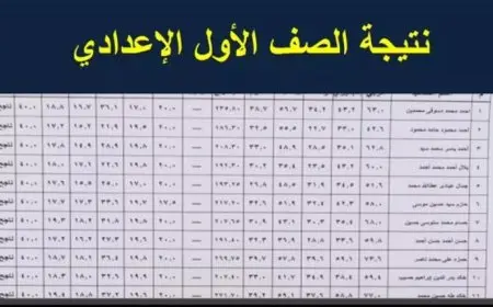 نتيجة الصف الأول الإعدادي برقم الجلوس والاسم الترم الثاني 2025 كل المحافظات موقع بوابة التعليم الاساسي