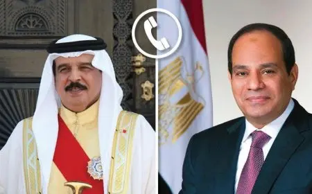 الرئيس السيسي وملك البحرين يعبران عن قلقهما الشديد تجاه التصعيد الحالي بين إسرائيل وإيران.