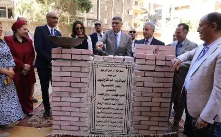 محافظ الجيزة يضع حجر الأساس لمكتبة مصر العامة في العمرانية
