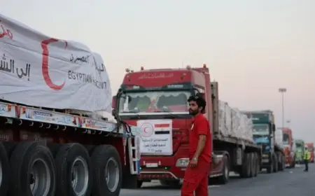الهلال الأحمر: القافلة الثانية من المساعدات إلى غزة تحمل 1500 طن