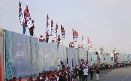 قافلة التحالف الوطني الحادية عشرة تنطلق لدعم غزة بـ 200 شاحنة إغاثية