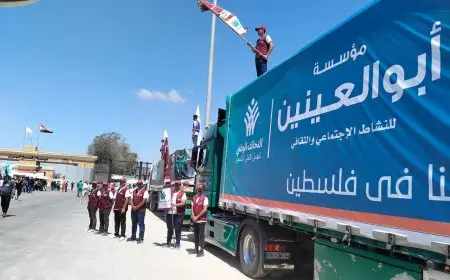 مؤسسة أبو العينين تشارك في القافلة الحادية عشرة للتحالف الوطني إلى غزة