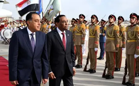 رئيس الوزراء يستقبل نظيره السوداني في مطار القاهرة الدولي