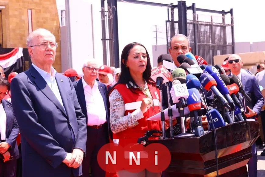 نداء إنساني من وزيرة التضامن لإدخال جميع المساعدات إلى قطاع غزة من أمام معبر رفح.